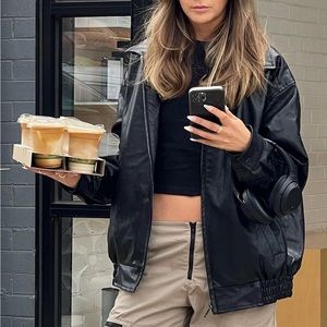 Motel rocks Cavita faux leather jacket pu black, size small